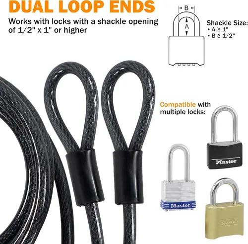 Miniatura 6 de Lumintrail Cable de seguridad resistente de 0.394 in, acero trenzado recubierto de vinilo con extremos sellados (4', 7', 10', 15' or 30') (4 pies)