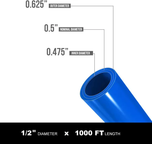 Miniatura 3 de Pex-A Tubería de 1/2 pulgada x 1000 pies, tubo sin barrera para agua potable, tubo de agua flexible para fontanería, azul