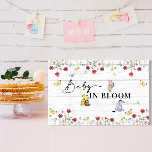 Miniatura 5 de Decoraciones para Baby Shower de Winnie, Letrero de Bienvenida de Winnie para Niño y Niña, Letrero de Bebé en Flor, Decoración de Puerta de Entrada
