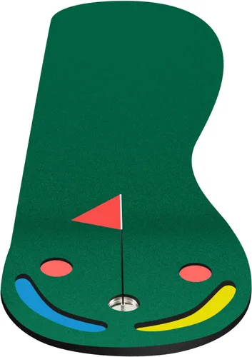 Tangkula Alfombra de golf verde de 10 pies x 3 pies, tapete de golf para práctica en interiores y exteriores con 1 bandera, 3 tazas de putting,