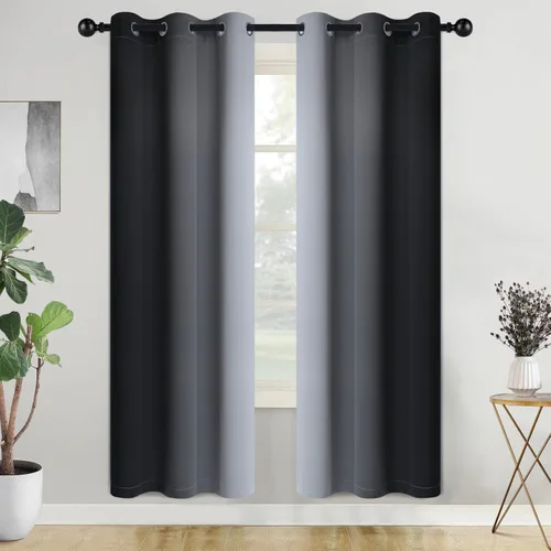 Miniatura 65 de COSVIYA Cortinas 100% Opacas Azul Degradado con Lazos Ajustables para Cocina Aislamiento Térmico Oscurecimiento de Habitación Cenefa con Bolsillo