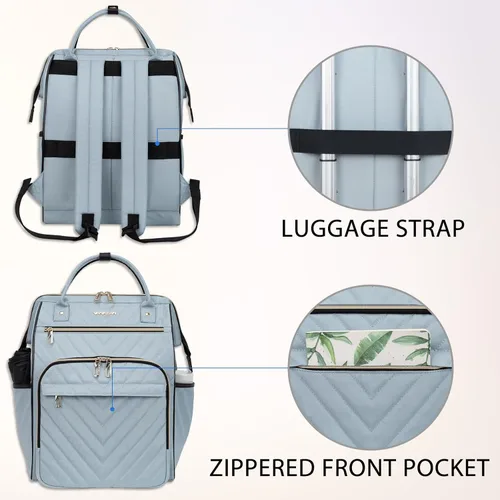 Miniatura 3 de VANKEAN Mochila para laptop de 17 pulgadas para mujeres y hombres, bolsa de trabajo de computadora de moda, gran capacidad, impermeable, con puerto