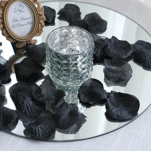 Efavormart - 500 pétalos de rosa artificiales para pasillo de boda, fiesta, joyería de caramelo, decoración de flores transparentes, color negro