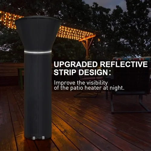 Miniatura 6 de Cubiertas para calentador de patio mejoradas impermeables, cubierta de calentador para exteriores con cinta reflectante, cremallera y bolsa