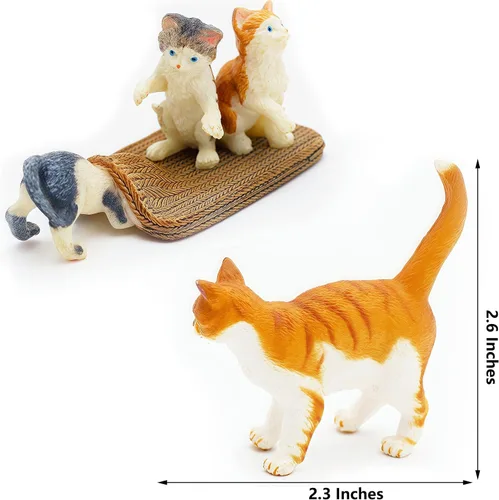 Miniatura 9 de Gemini&Genius 6 juguetes de gato para niños, figuras de gato, gatitos realistas para niños pequeños, juguetes divertidos de animales para mascotas