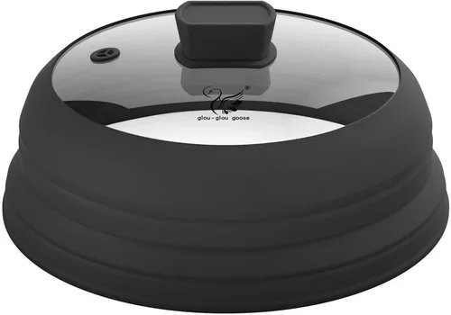 Miniatura 13 de Tapa protectora contra salpicaduras de microondas, cubierta de vidrio con silicona plegable para cubiertas de platos de 8.5 pulgadas, color negro