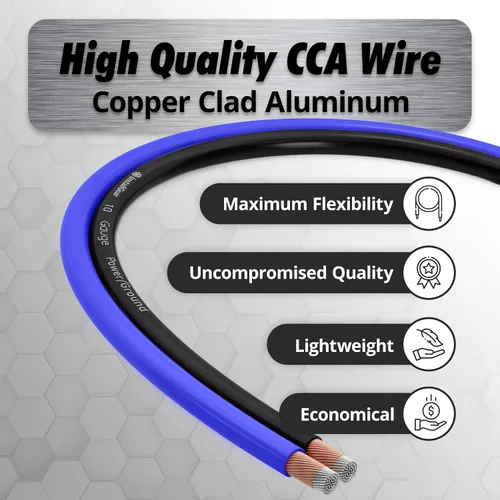 Miniatura 3 de InstallGear Cable de tierra de cobre calibre 1/0 (50 pies) de aluminio recubierto de cobre CAA - Cable automotriz primario, potencia