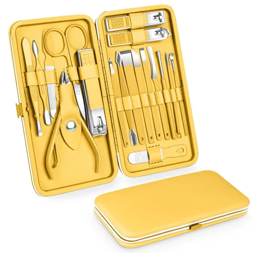 Miniatura 9 de Teamkio Juego de manicura y pedicura, cortaúñas, kit de higiene de viaje, juego de cuidado de cortador de uñas de acero inoxidable, juego de cuidado