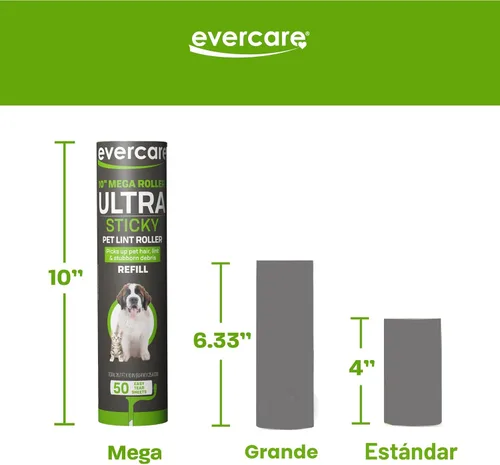 Miniatura 2 de Evercare Paquete de 3 repuestos de rodillo de pelusa multiusos para mascotas, 50 hojas cada uno