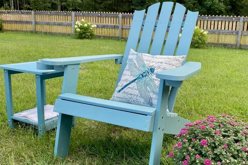 Miniatura 5 de Mesa auxiliar doble Adirondack Meluvici resistente a la intemperie, mesa de centro rectangular para exterior para silla Adirondack, Aruba