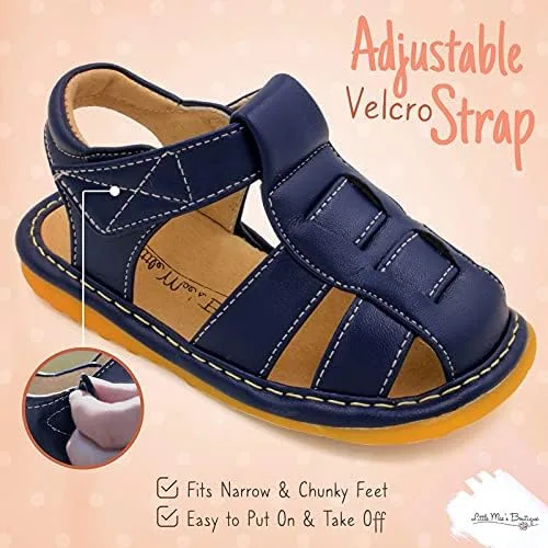 Miniatura 4 de Zapatos con para bebé de Little Mae's Boutique, color marrón, negro o azul marino, sandalias cerradas, zapatos ideales para caminar para bebés