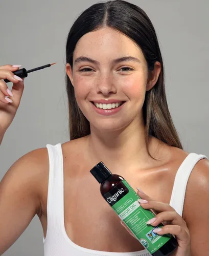 Miniatura 3 de Cliganic Aceite de ricino orgánico, 100% puro (6oz con kit de pestañas) – Para pestañas, cejas, cabello y piel