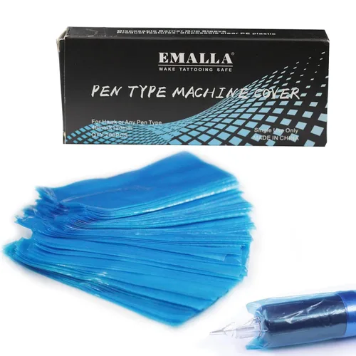 Miniatura 9 de 200pcs cubiertas azules de la pluma del tatuaje, mangas plásticas desechables para bolígrafos estándar de la máquina