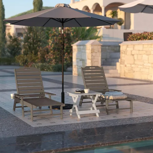 Miniatura 5 de Flash Furniture Monterey Tumbona Adirondack ajustable con soporte para tazas, silla de descanso de polietileno de alta densidad para todo