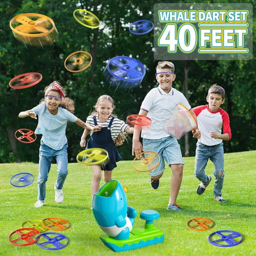 Miniatura 7 de KukuFun - Paquete de 24 juguetes lanzadores de discos voladores, regalos para exteriores para niños de 3, 4, 5, 6, 7, 8 años, con gafas protectoras