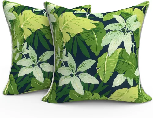 Miniatura 206 de Juego de 2 almohadas para exteriores de 16 x 16 pulgadas, repelentes al agua con interiores, para muebles de patio, hogar, jardín, geometría bohemia