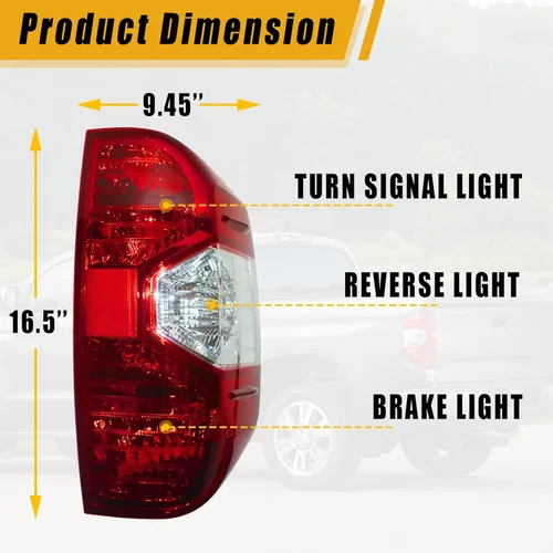 Miniatura 2 de Boine Luz trasera compatible con Toyota Tundra Pickup derecha del lado del pasajero 2014, 2015, 2016, 2017, 2018, 2019, 2020, 2021, carcasa de luz