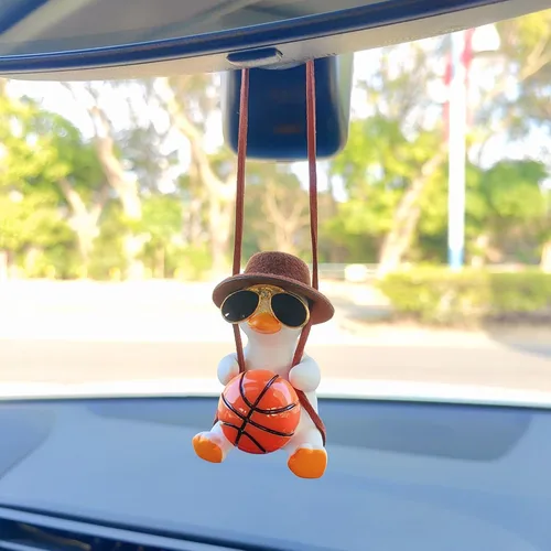Miniatura 7 de Adorno colgante de pato oscilante para automóvil, bonito colgante de decoración de coche para accesorios de espejo retrovisor, regalo del día de San