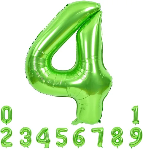 Miniatura 10 de TONIFUL Globos grandes de 40 pulgadas con números verdes del 0 al 9, número 8, globos digitales de aluminio de helio Mylar con números grandes