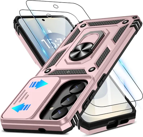 Miniatura 79 de ATUMP Funda para OnePlus Nord N200 5G con protector de pantalla HD con cubierta para cámara deslizante, soporte de anillo de rotación de 360°