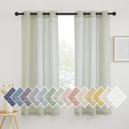 Miniatura 232 de NICETOWN Cortinas de lino traslúcidas con textura de lino de 84 pulgadas de largo, con ojales semitraslúcidos, tratamientos de ventana, privacidad