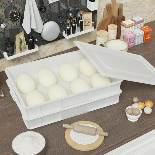 Miniatura 6 de Paquete de 2 cajas de masa apilables para pizza con 2 tapas Plastic, Bread Container, Dough Trays, airtight lid keeps dough fresh, fits neatly in