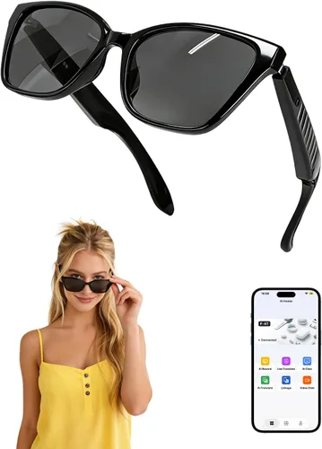 Miniatura 10 de Lentes inteligentes para mujer, con audio de oído abierto, Bluetooth con marco transparente, llamadas manos libres, cómodos de llevar para viajes