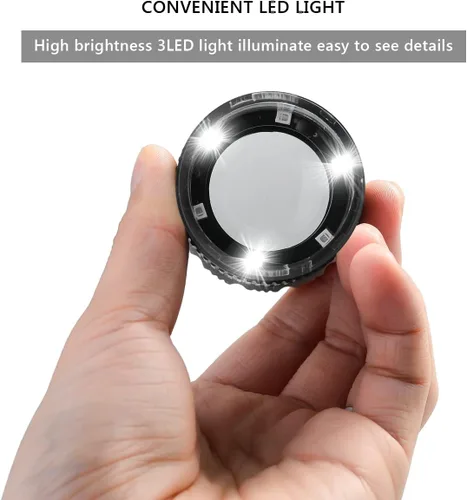 Miniatura 4 de Lupa 30X Amoper, Lupa con longitud focal ajustable, Lupa plegable de vidrio para joyería para óptico textil, bordado, placa de circuito, monedas