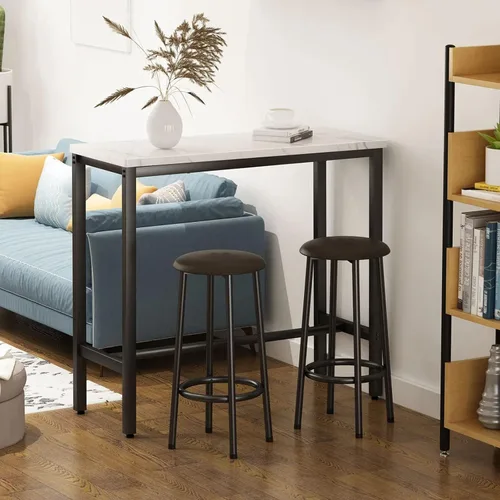 Miniatura 2 de Mesa de comedor pequeña para 2, juego de mesa de bar de 3 piezas, mesa de cocina y sillas, mesa de pub con 2 sillas, mesa de comedor y sillas