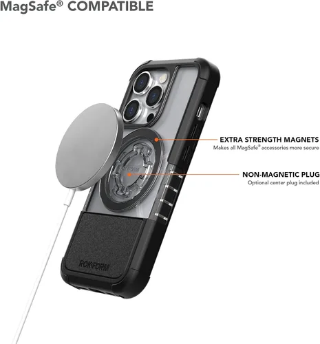 Miniatura 5 de Rokform - Funda de cristal compatible con iPhone 14 Pro con doble imán y MagSafe + kit de 2 protectores de pantalla (transparente)