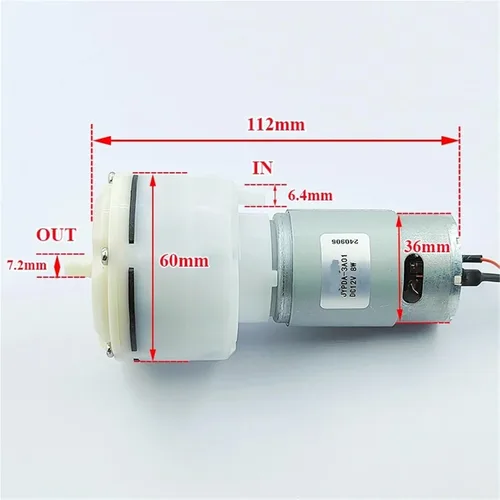 Miniatura 3 de JYPDA-3A01 Mini 555 Bomba de aire DC 12V 8W Micro 2.362 in Diafragma Vacío Presión Negativa Succión DIY Inflador Empaquetador