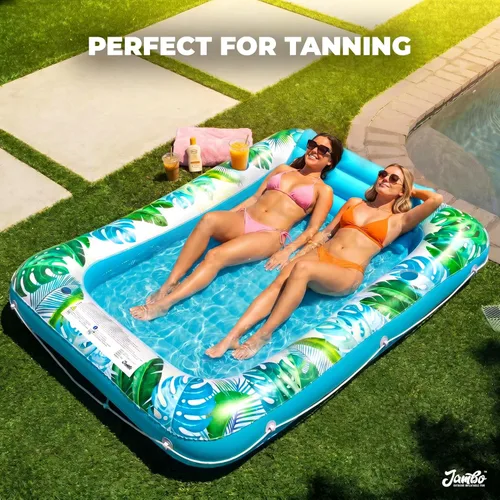 Miniatura 2 de JAMBO Flotador inflable para tumbona de piscina, 70 x 47 pulgadas, flotador de piscina con almohada, balsa de salón de agua, flotador de piscina