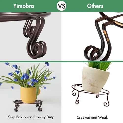 Miniatura 3 de Yimobra Paquete de 2 soportes para macetas resistentes para macetas para interiores y exteriores, metal a prueba de óxido, contenedor de jardín