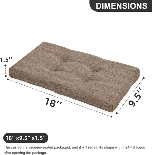Miniatura 2 de baibu Juego de 2 cojines de espuma viscoelástica rectangulares, diseño de doble capa, cojín para taburete de bar con lazos, solo 2 almohadillas