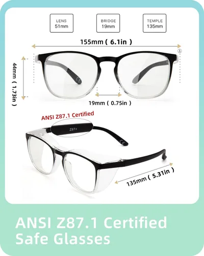 Miniatura 6 de LianSan - Gafas de seguridad antivaho de gran tamaño para enfermeras, gafas certificadas Z87.1 para mujeres, protección UV cuadrada Rosa claro