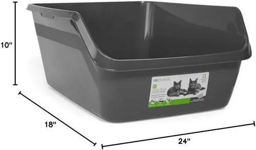 So Phresh by Petco Scatter Shield - Caja de arena con respaldo alto, color carbón, tamaño XL, 24 pulgadas de largo x 18 pulgadas de ancho x 10