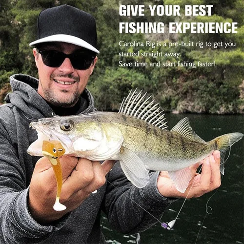Miniatura 6 de Dovesun Kit de 10/5 piezas de equipo Carolina listo para pesca de lubina, juego de gancho para bagre y bagre, con ganchos para lubina, giratorio