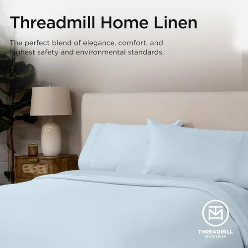 Miniatura 8 de Threadmill Sábanas California King, Sábanas de Algodón Supima Americano Certificado, Sábana de Calidad Hotelera de 1200 Conteo de Hilos, Juego