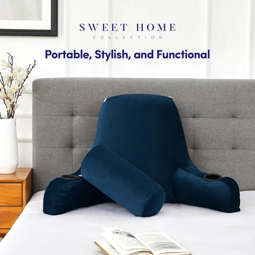 Miniatura 7 de Almohada de lectura extra grande máxima comodidad y apoyo para reposo en cama con portavasos