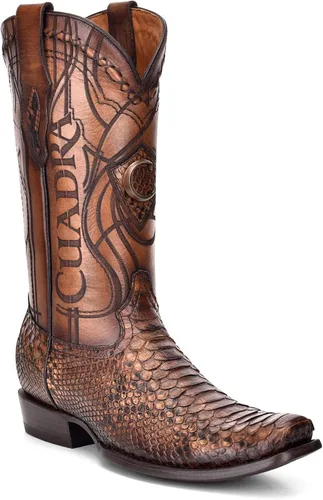 Miniatura 2 de Cuadra Botas occidentales para hombre en piel auténtica de pitón, Metálico