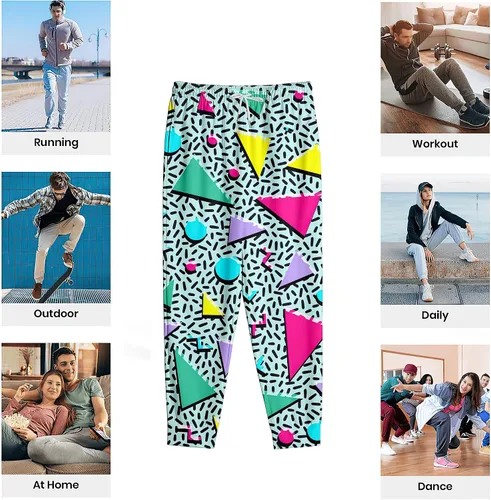 Miniatura 7 de VVGETE Disfraces de los años 80 para hombre, pantalones deportivos, pantalones casuales para correr con cordón, traje de los años 90 para hombre