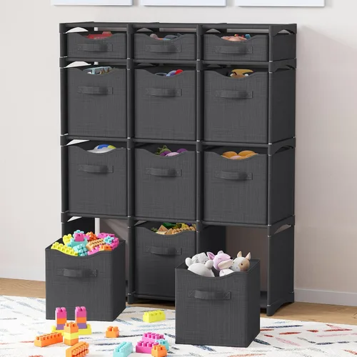 Miniatura 3 de Organizadores de armario de 12 cubos y almacenamiento Incluye todos los contenedores de cubos de almacenamiento Unidad de almacenamiento de Gris