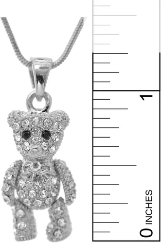 Miniatura 4 de Spinningdaisy Collar de oso de peluche movible chapado en plata con cristales