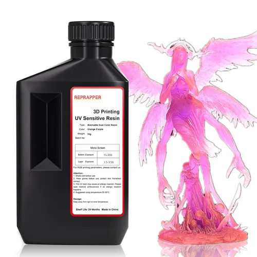 Miniatura 8 de RepRapper Resina para impresora 3D, 405nm Cambio de color de curado rápido UV, paquete de resina estándar de 1kg, resina de fotopolímero