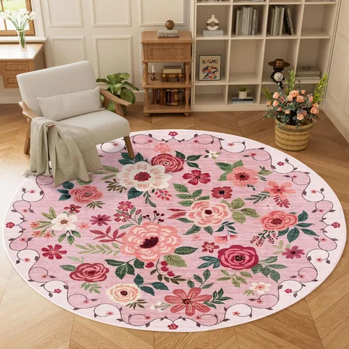 Miniatura 213 de DUKINO Alfombra de área de 6 x 9 pies, alfombra floral para sala de estar, ligera, antideslizante, lavable, alfombra de interior de pelo bajo