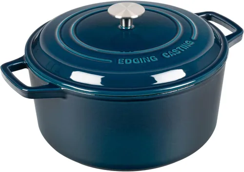 Miniatura 3 de EDGING CASTING Olla de horno holandés de hierro fundido esmaltado con tapa, horno holandés para hornear pan de masa madre redondo con asa doble, 6