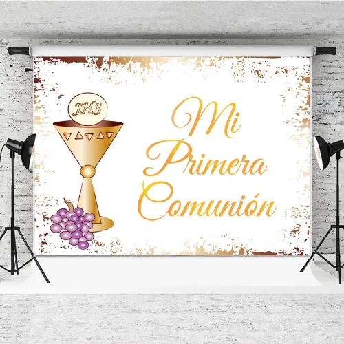 Miniatura 4 de Fondo de comunión Mi Primera de 7 x 5 pies para la primera comunión de niños y niñas, decoración de fiesta de baby shower, decoración para tartas
