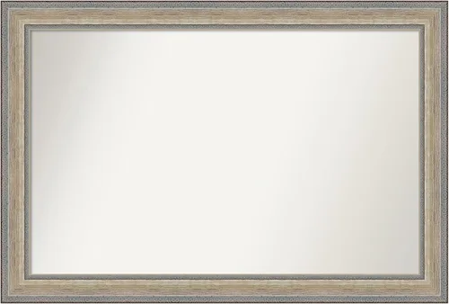 Miniatura 103 de Amanti Art Espejo de baño plateado para sobre fregadero, 28 x 47 pulgadas, espejo rectangular de plata imperial, marco de madera tradicional de gran