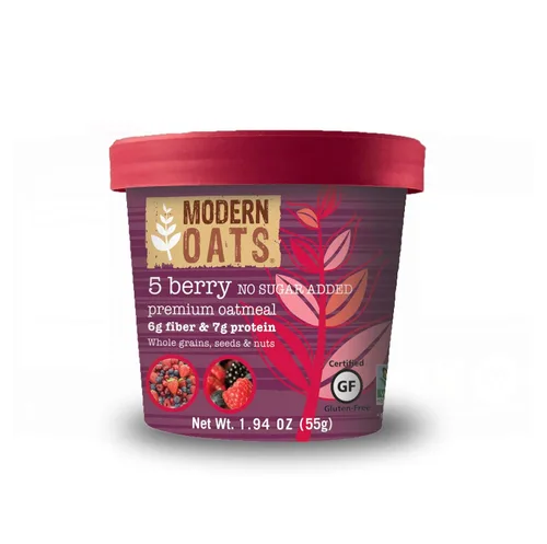 Miniatura 11 de Modern Oats - Tazas de avena instantánea de manzana y nuez con tapa, sin gluten, vegana, sin OGM con proteína y fibra, desayuno para llevar, avena