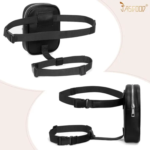 Miniatura 4 de JASGOOD Riñonera de moda para mujer, arnés de muslo, bolsa de pierna caída, Negro (G-Black), Moda